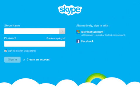 Skype 6.0 Login Screen