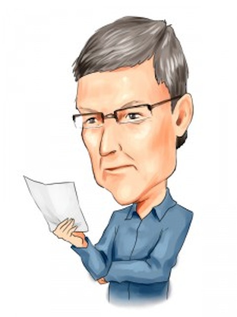 Tim Cook holding chart