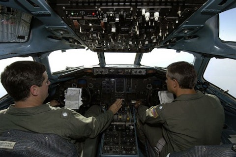 US_Navy_050909-N-5328N-358_U.S._Navy_Cmdr._James_McSweeney,_and_Cmdr._Robert_Velez,_pilot_a_C-9_Skytrain_cargo_plane_from_the_Hurricane_Katrina_staging_area_at_Sherman_Field_aboard_Naval_Air_Station