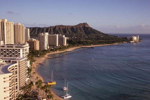 Waikiki Beach and Diamond Head, Oahu, Hawaii