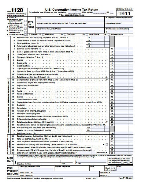 461px-US_Corporateation_Income_Tax_Return_2011_form_1120