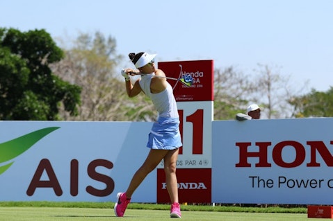 Michelle Wie of USA plays the shot of the 2016 LPGA Thailand at Siam Country Club in Chonburi., action, champion, club, competition, country, cours, course, editorial, female, game, golf, hole, honda, individual, lpga, news, outdoor, player, sport, swing, thailand, tournament, woman