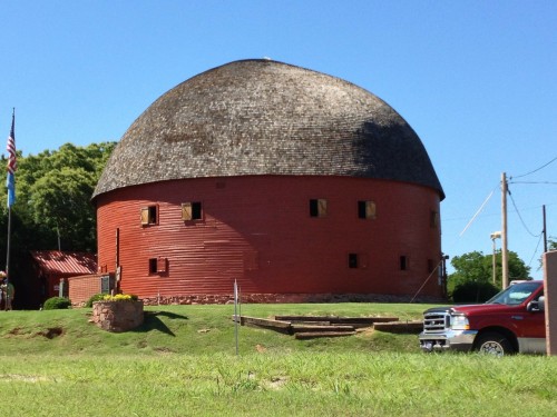 barn-Oklahoma, round, red, rural, ranch