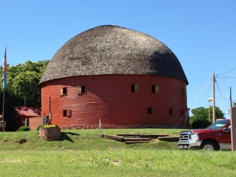 barn-Oklahoma, round, red, rural, ranch