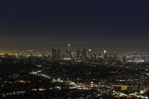 los angeles, california, night skyline, city lights