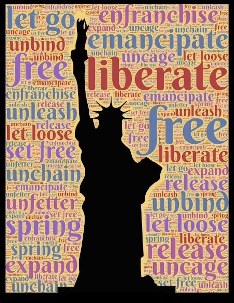 statue-of-liberty-with behind letters liberate