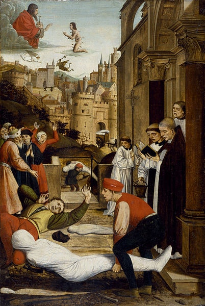 402px-Josse_Lieferinxe_-_Saint_Sebastian_Interceding_for_the_Plague_Stricken_-_Walters_371995