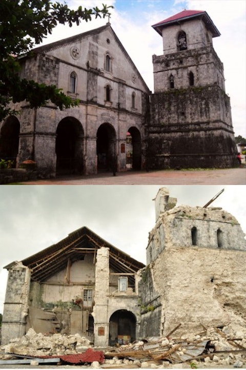 Inmaculada_Concepcion_Parish_Church,_Baclayon,_Bohol_(Before_and_After_2013_Bohol_Earthquake)