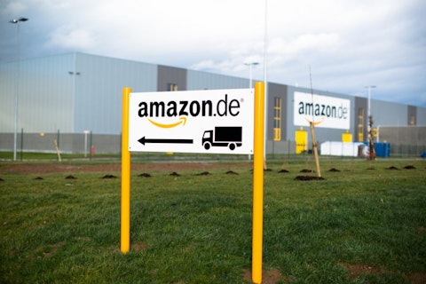 Amazon.com, Inc. (NASDAQ:AMZN), Amazon Warehouse, Germany, Sign, logo, Brand, Delivery, Shopping