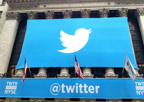 Twitter Inc (NYSE:TWTR), logo, sign, symbol, building, wall,