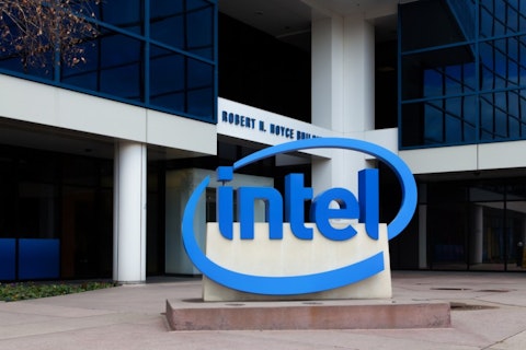 Intel Corporation (NASDAQ:INTC), Logo, Sign, Building, Headquarters
