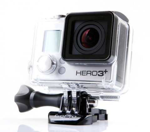 GoPro Inc (NASDAQ:GPRO), Action camera, Hero 3 plus, Isolated, HD, Black edition