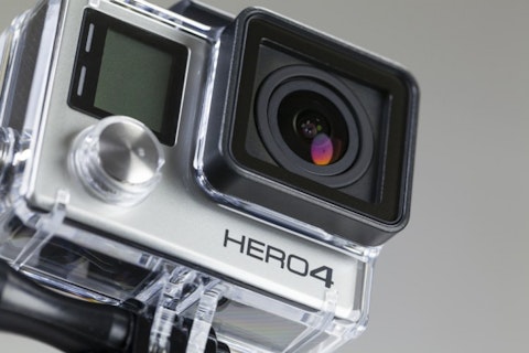 GoPro Inc (NASDAQ:GPRO), Action Camera, Hero 4, Close up, Isolated,