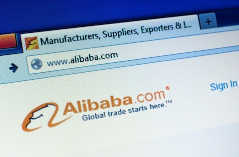 Alibaba Group Holding Ltd (NYSE:BABA), hompage on a screen, manufacturers, suppliers, global trade, laptop
