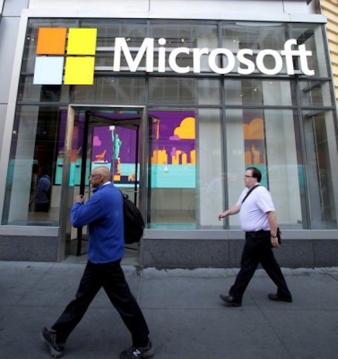 Microsoft Corporation (NASDAQ:MSFT), Microsoft corporate offices, people, sign, building, logo