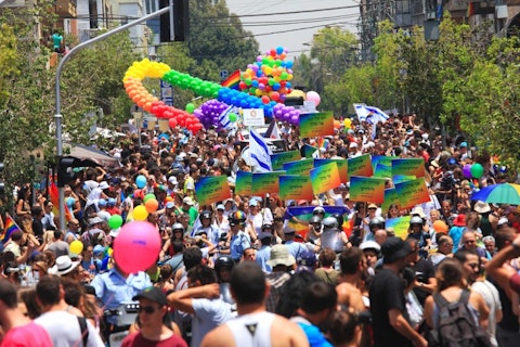 Israel, gay, pride, tel, aviv, show, israel, outdoor, street, ceremony, lesbian, homosexual, transsexual, trans, trans-gender, concept, life, middle, carnaval, celebration, event, east, 9 Biggest Gay Pride Parades in the World
