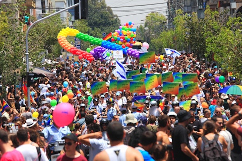 Israel, gay, pride, tel, aviv, show, israel, outdoor, street, ceremony, lesbian, homosexual, transsexual, trans, trans-gender, concept, life, middle, carnaval, celebration, event, east,