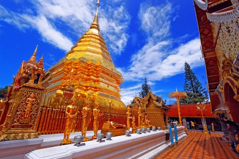 Wat Phra That Doi Suthep is a major tourist destination of Chiang Mai, Thailand
