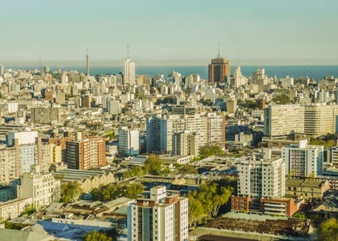 montevideo, uruguay, aerial, outdoor, tower, america, travel, view, day, south, panoramic, horizon, skyline, metropolis, architecture, buildings, tourism, cityscape, 11 Countries with Highest Urban Population by Percent 