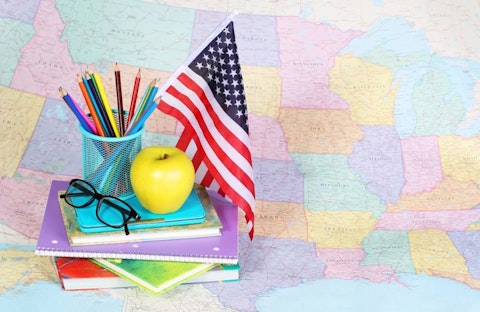 american, back, books, desk, education, equipment, flag, glasses, jar, learn, life, map, multicolored, notebook, patriotic, pencil, pile, school, still, studying, supplies, teach,