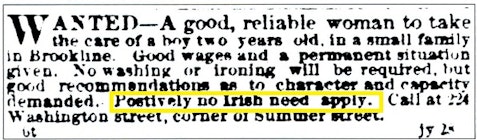 Immigration, Racism, No Irish Need Apply