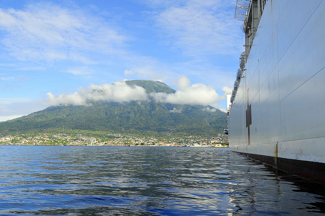 100720-N-6410J-001 TERNATE, Indonesia (July 20, 2010) The Military Sealift Command hospital ship USNS Mercy (T-AH 19) sits at anchor off the coast of Ternate, Indonesia, as Pacific Partnership 2010 operations are ongoing in the area and throughout Indonesia. Pacific Partnership 2010 is the fifth in a series of annual U.S. Pacific Fleet endeavors conducted in Indonesia as a disaster relief exercise aimed at strengthening regional relationships with host and partner nations in Southeast Asia and Oceania. (U.S. Navy photo by Mass Communication Specialist 3rd Class Matthew Jackson/Released)