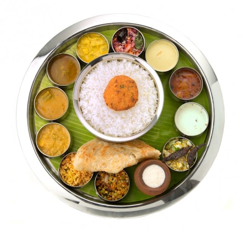 food, spicy, sri lanka, thali, meal, india, vegetarian, vegan, plate, bowls, veg, dinner, rice, papad, puri, rasam, roti, salad 11 Countries with the Hottest Food in the World 