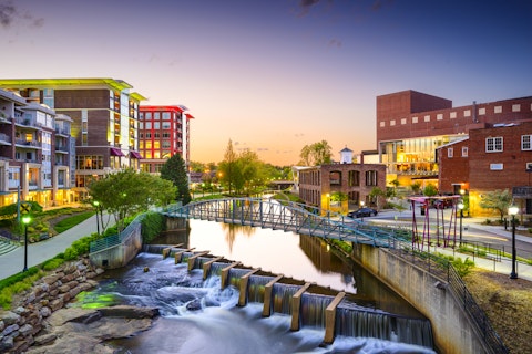 south, carolina, sc, downtown, park, america, usa, town, river, night, skyline, reedy, dusk, united, southern, falls, states, city, us, buildings, greenville, townscape, cityscape