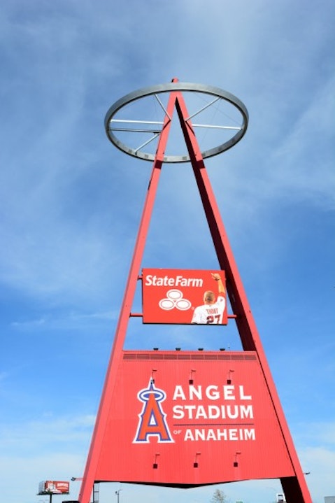 angel, anaheim, stadium, big, advertisement, a, red, mike, landmark, field, trout, outside, halo, clouds, southern, major, pro, of, mlb., california, baseball, 7 Most Expensive Baseball Cards From The 2000's 