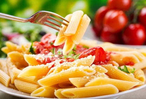 pasta, food, fork, plate, dinner, mediterranean, fresh, penne, meal, nobody, red, vegetable, tomato, healthy, lunch, cheese, spaghetti, refreshment, herb, ingredient, penne pasta, sauce, italian food