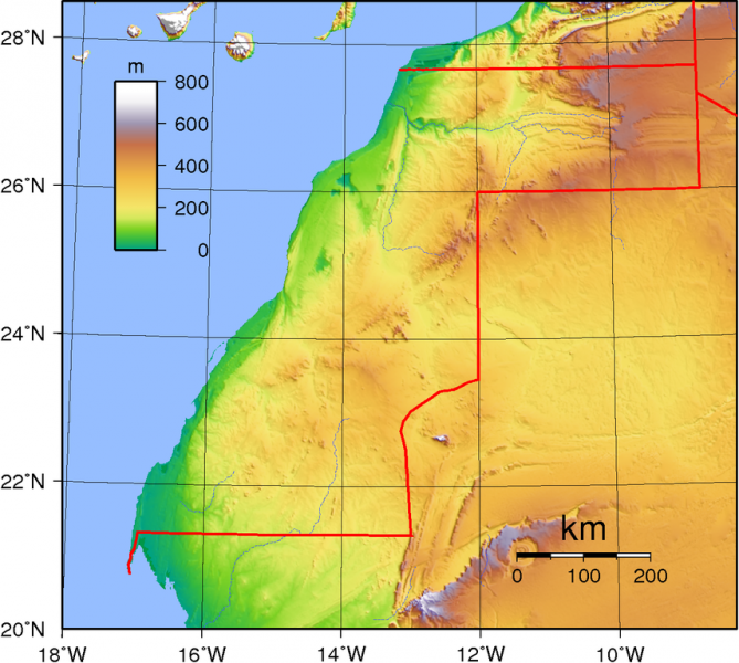 856px-Western_Sahara_Topography 6 Easiest Countries to Draw