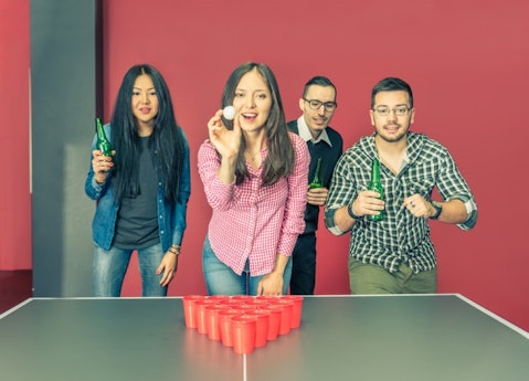 beer, pong, frat, drunk, ball, red, table, club, fun, bottles, bar, row, teenagers, private, throwing, alcohol, people, and, games, round, men, laughing, students, college, party, 7 Easiest and Fun Drinking Games for Groups