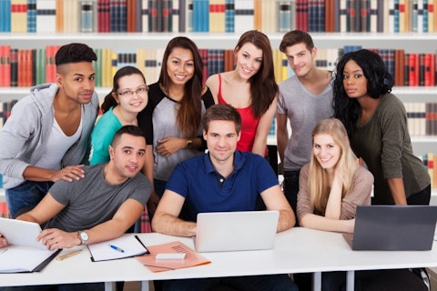 student, black, group, campus, studying, laptop, educate, horizontal, classroom, adult, male, casual, people, female, technology, smiling, computer, bookshelf, girl, surfing,Easiest Big Colleges to Get Into