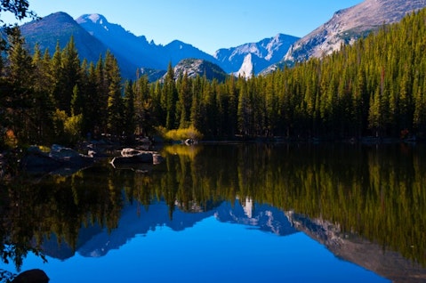 park, mountain, tree, national, rocks, rocky, deep, lake, dark, skies, pine, still, shoreline, cool, colors, blue, rich, water, reflections,11 Best Places to Visit in USA for 3 Days
