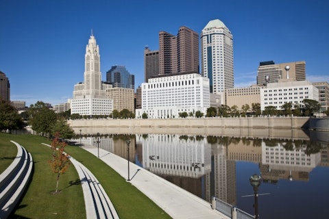 columbus, ohio, oh, river, business, scioto, tourism, midwest, downtown, outdoor, tree, america, travel, skyline, reflection, cosmopolitan, architecture, buildings, vacation,