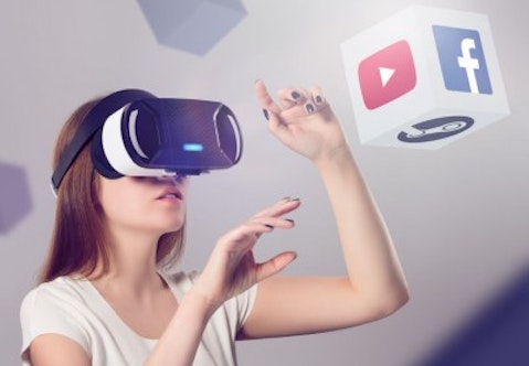 VR Headset, FB, GOOGL, activity, ar, augmented, computer, content, device, digital, dimensional, electronics, emotion, equipment, experience, facebook, female, gadget, gamer, gaming, glasses, goggles, hands, headset, helmet, illusion, immersion, interactive, leisure, logo, looking, network, platform, pointing, presence, reality, simulator, social, space, steam, technology, touch, video, virtual, virtuality, visual, vr, watching, wearable, woman, youtube