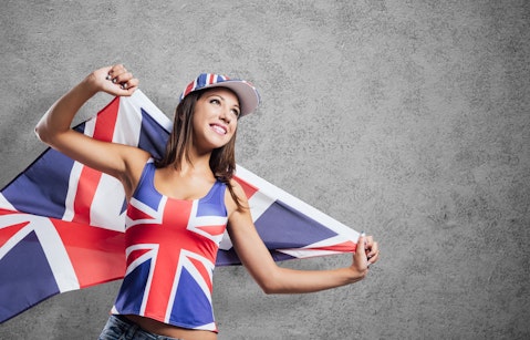 accessories, adolescent, beautiful, british, british culture, british flag, cap, casual, cheerful, england, english, english culture, expressing positivity, fan, fashion, female, fun, girl, happy, holding, languages, singlet, smiling, style, support, supporter, teen, teenager, top, uk, union jack, united kingdom, woman, young, young woman, youth culture