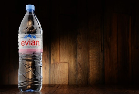 beverage, bottle, brand, container, drink, evian, france, french, glass, grocery, illustrative editorial, international, label, liquid, logo, mineral, natural, original, plastic, water