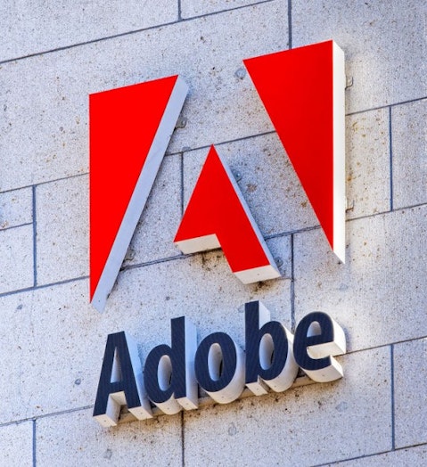 adobe, basel, company, grey, logo, logotype, red, sign, signage, stone, switzerland, wall, white