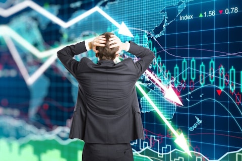 Illustration of the crisis concept with a businessman in panic, market crash, declines, stock market, insider trading, wall street