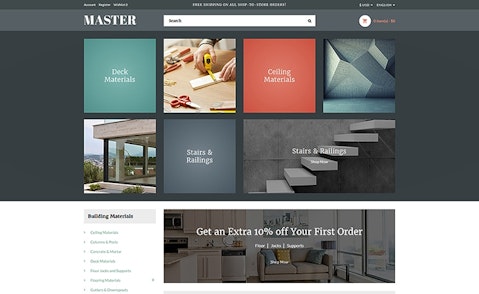 Modern Looking Master Responsive OpenCart Template for Building Materials Store