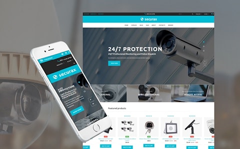 Futuristic Securax Responsive OpenCart Template for Security Equipment Store