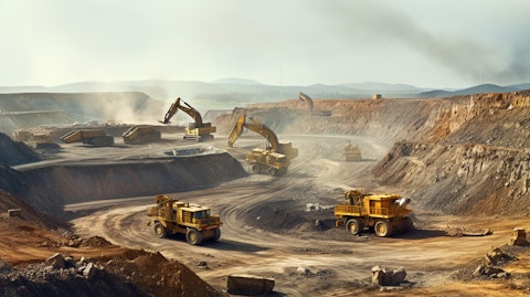 A large open-pit copper mine with heavy machinery extracting minerals from the earth.