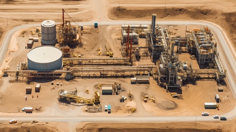 An aerial view of a well site, depicting the scale of oil and gas operations.