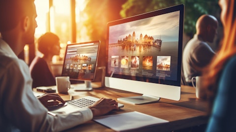 People interacting with a travel website, searching for the perfect destination.