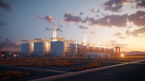 A storage facility for natural gas, showing the vast reserves of this abundant energy source.