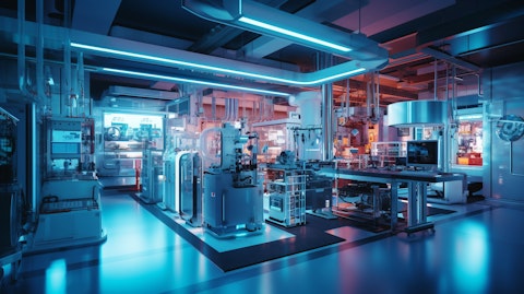 A specialized industrial laboratory, filled with high-tech machinery for producing abrasives.