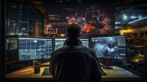 An engineer using the latest predictive analytics software to formulate solutions.