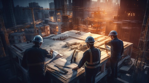 A team of construction workers managing a complex engineering project.