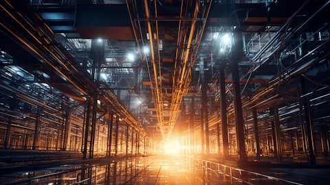 A team of electricians climbing an industrial wiring structure, the complexity of the project revealed in the background.